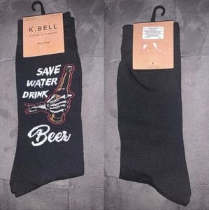 Save water Drink Beer K. Bell men’s crew socks